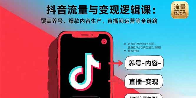 (8.28)抖音流量与变现逻辑课：覆盖养号、爆款内容生产、直播间运营等全链路