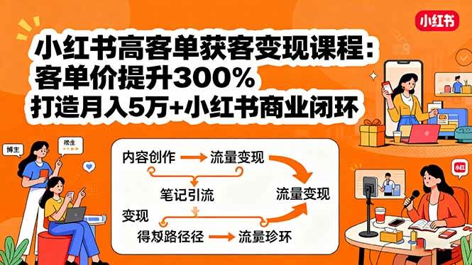 (9.13)小红书高客单获客变现课程：客单价提升300%，打造月入10万+小红书商业闭环